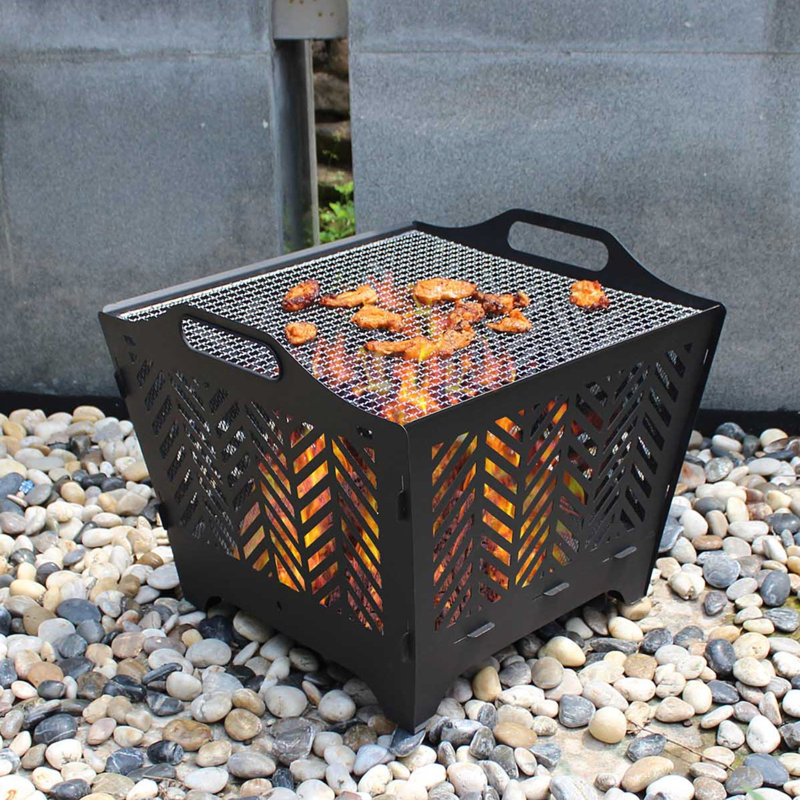 Ebern Designs Obee 16.8" H x 19.3" W Portable Fire Pit with Grill for